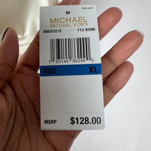 Michael Kors Women's Halter Top Grommet-Detail Bikini Set In Bone SZ XL New - Picture 11 of 11